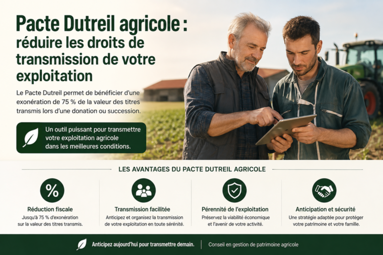 Pacte Dutreil agricole permettant de réduire les droits de transmission d'une exploitation agricole familiale
